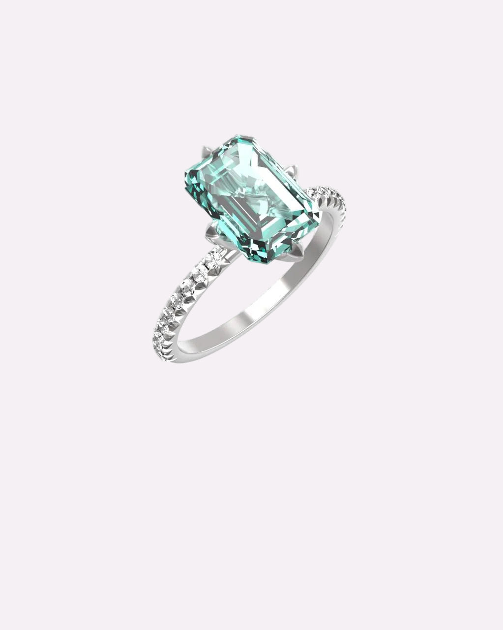 Emerald on half-entity ring