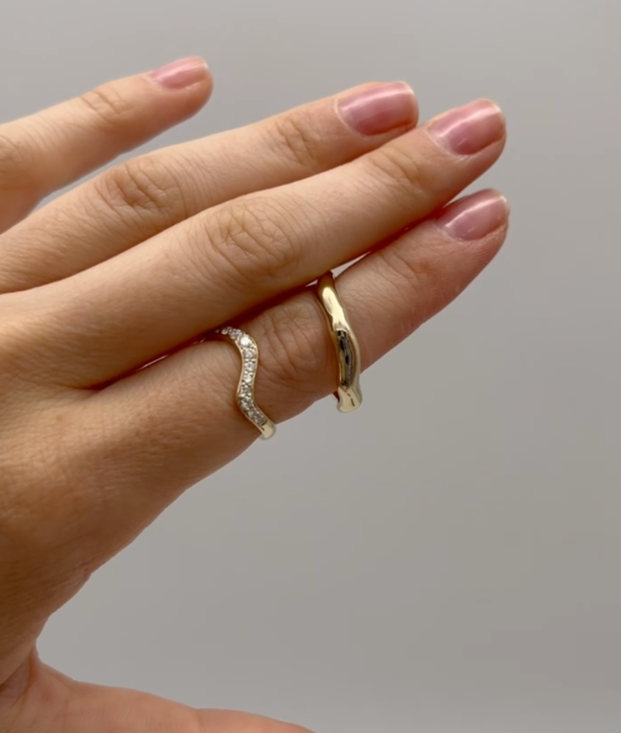 Wavy wedding bands