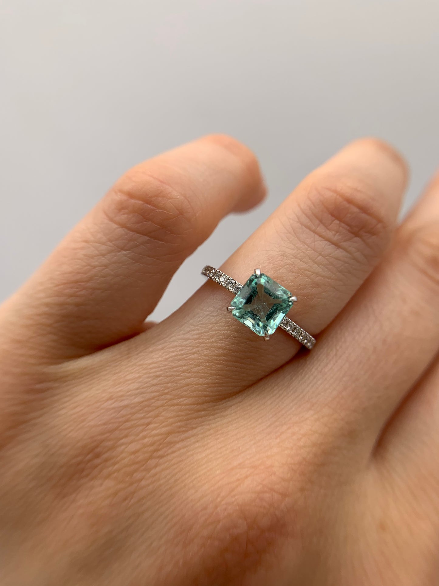 Light Emerald Pave Ring