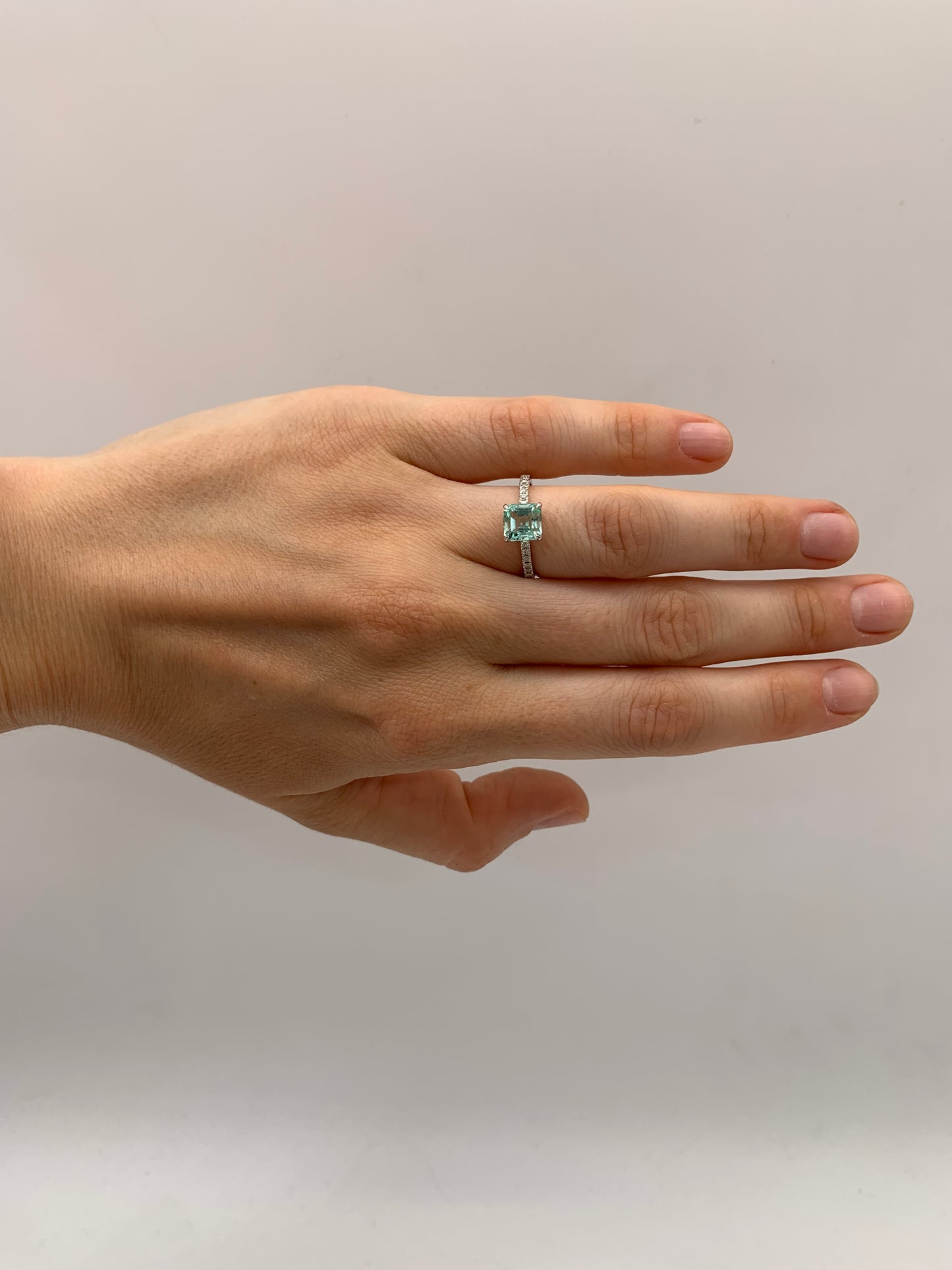 Light Emerald Pave Ring