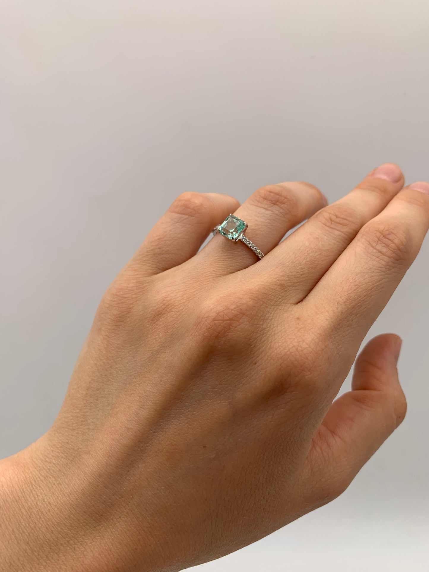Light Emerald Pave Ring
