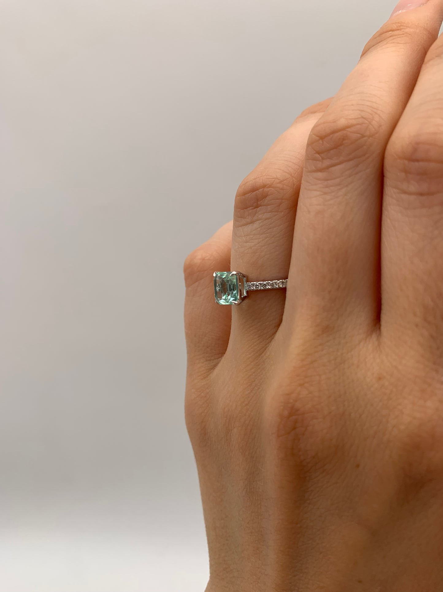Light Emerald Pave Ring