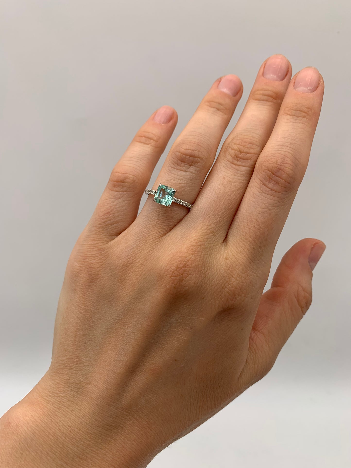 Light Emerald Pave Ring