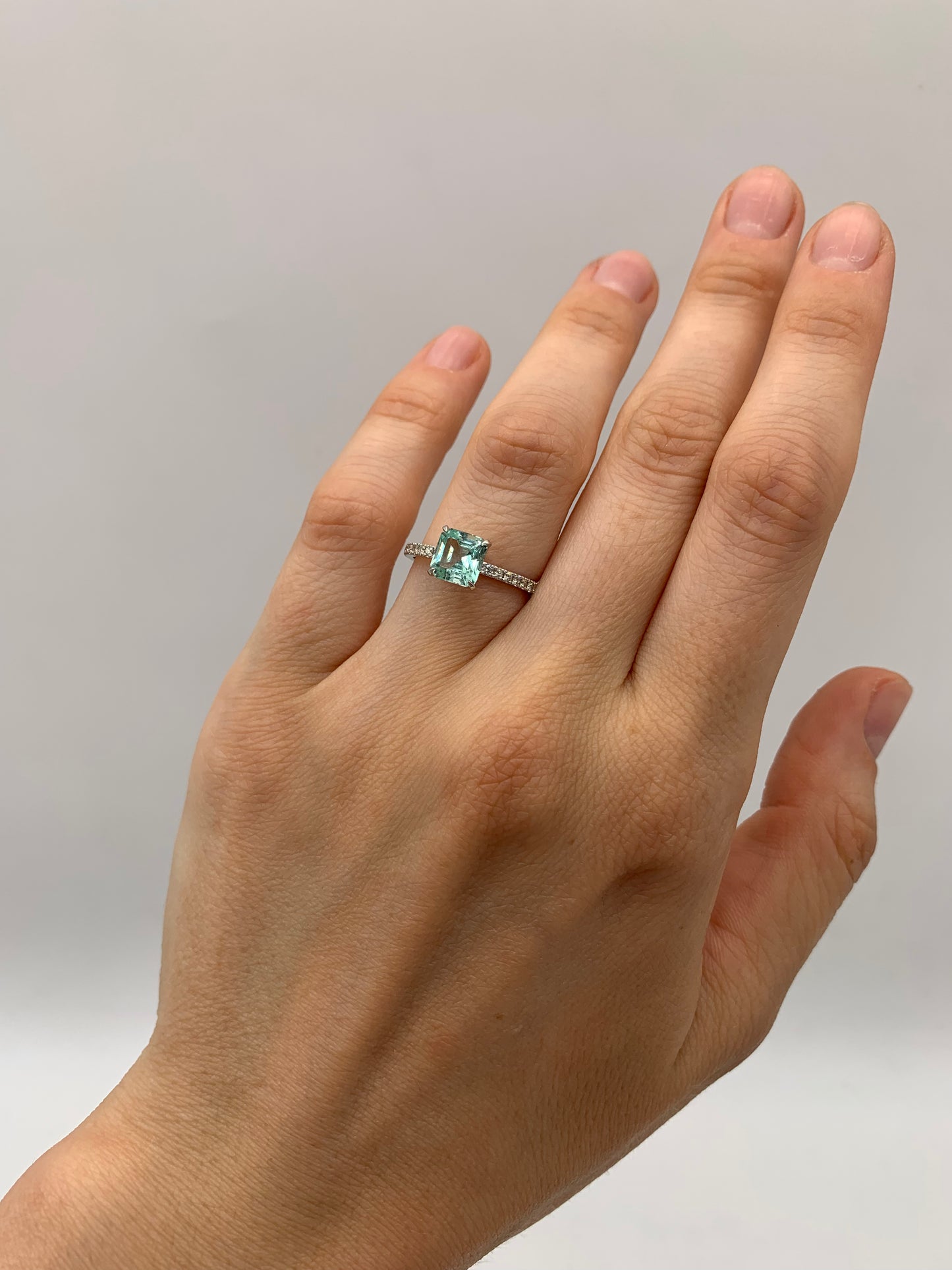 Light Emerald Pave Ring