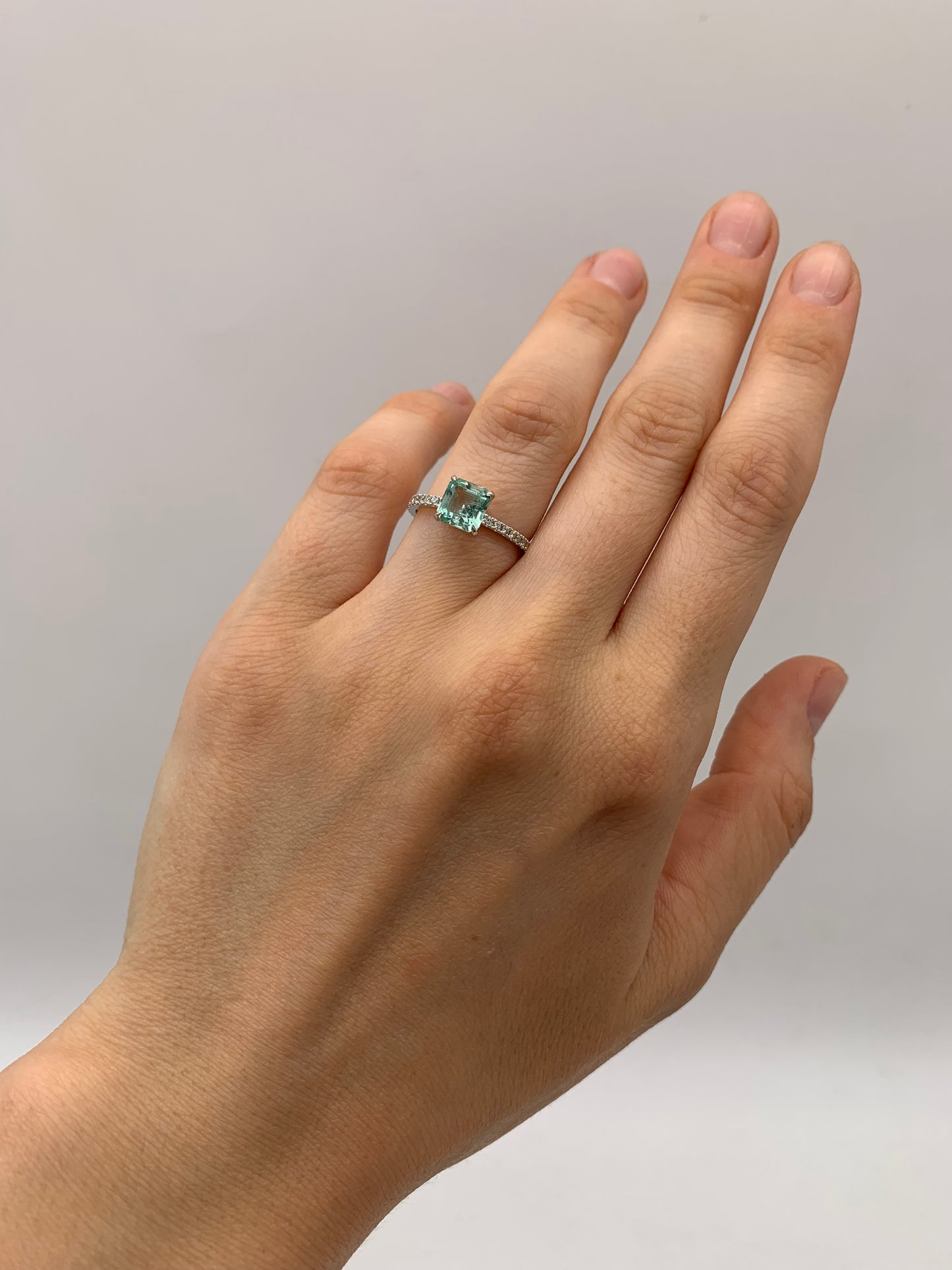 Light Emerald Pave Ring