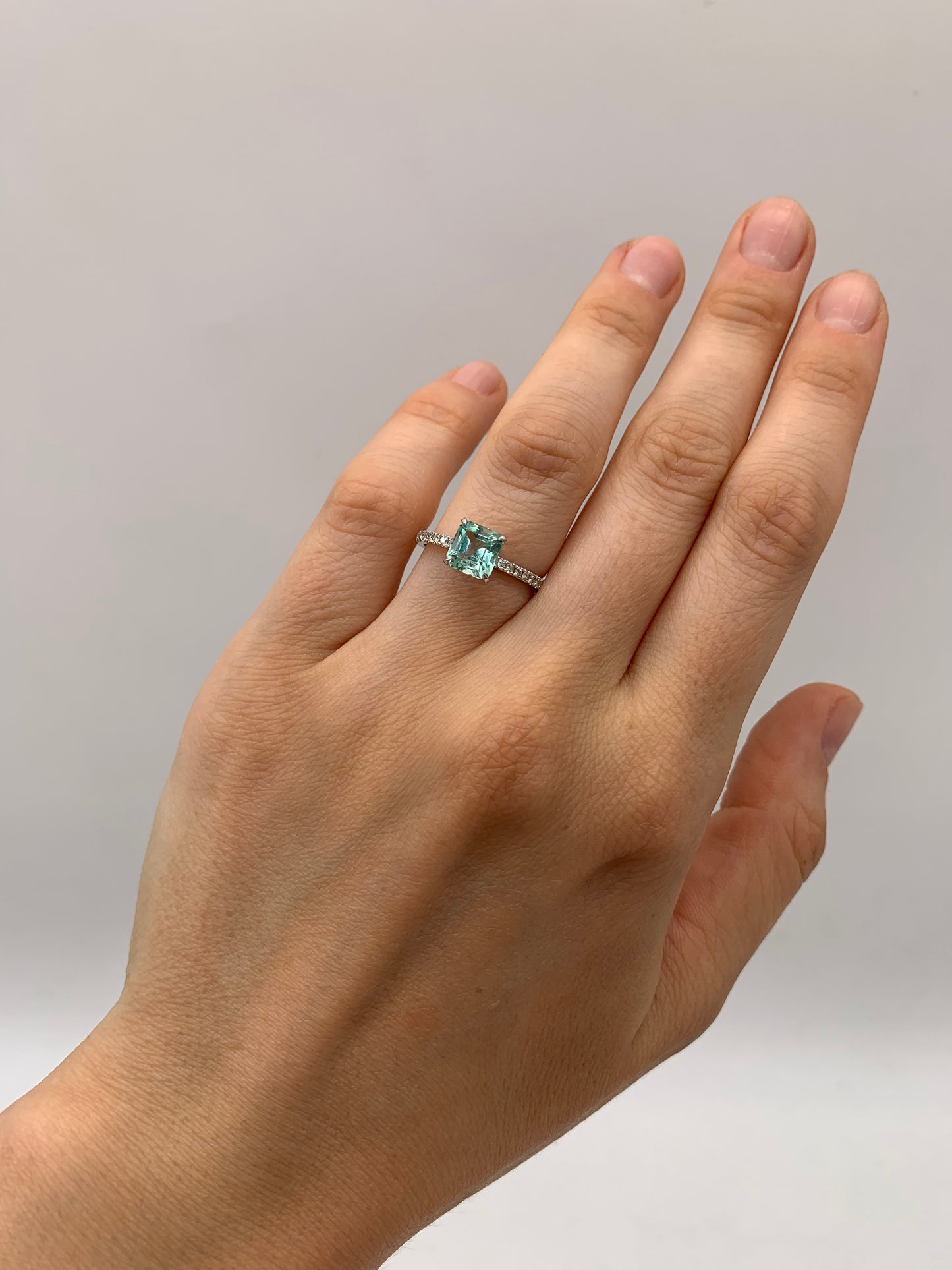 Light Emerald Pave Ring
