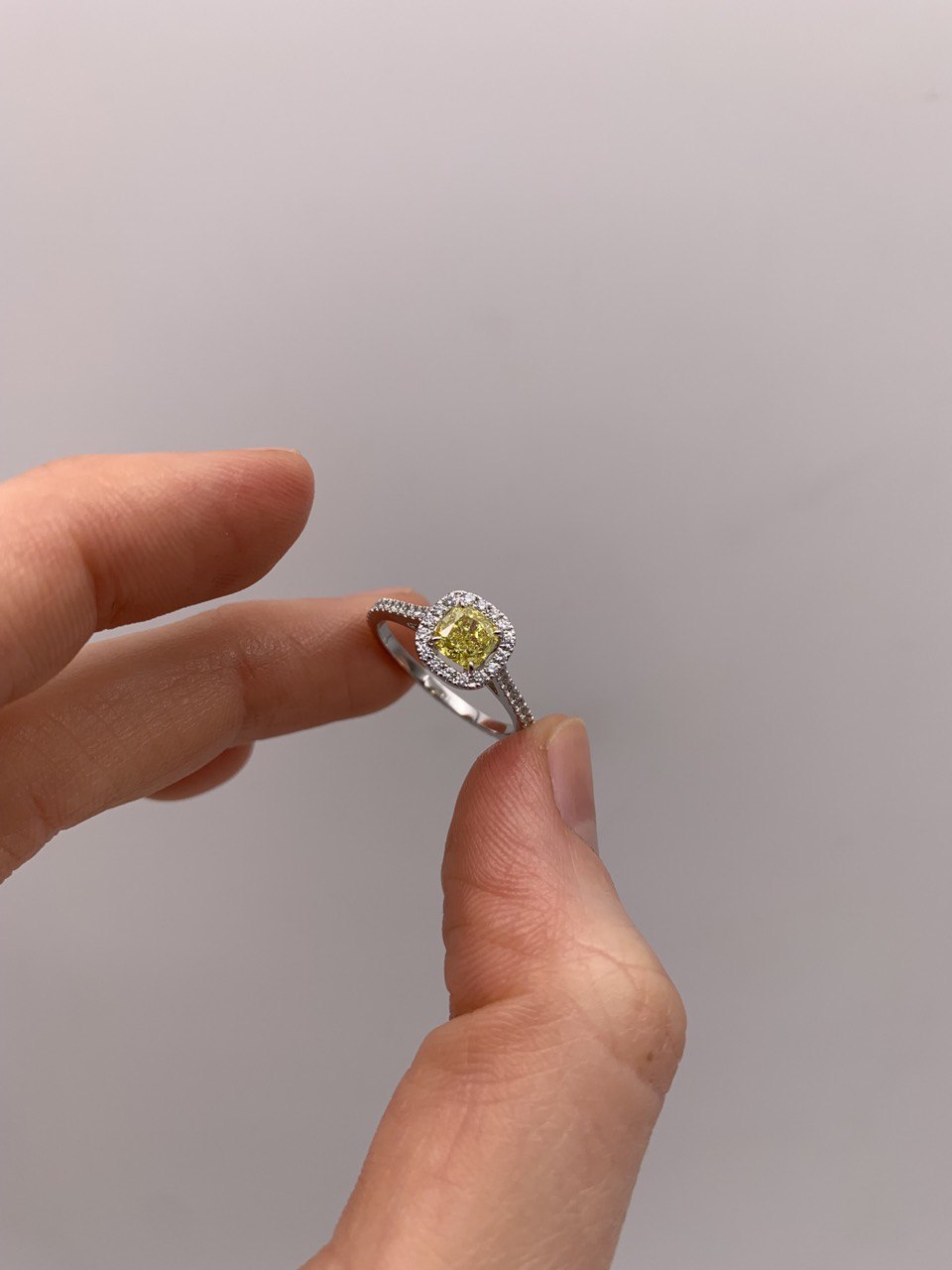 Yellow Diamond Halo Ring