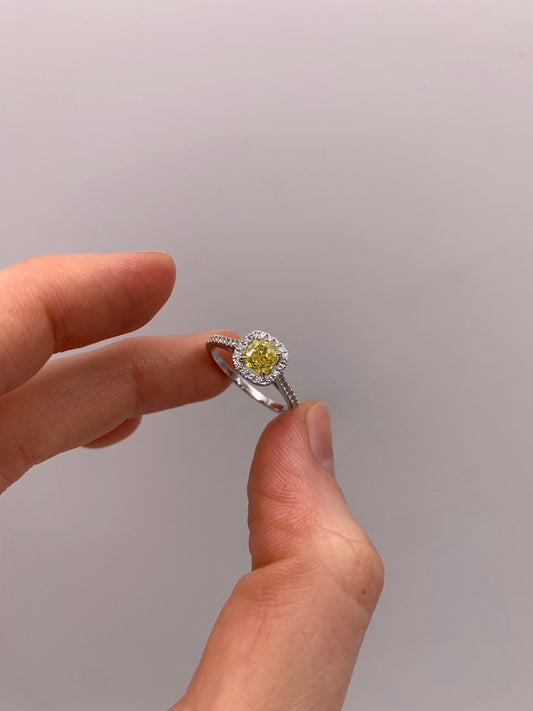 Yellow Diamond Halo Ring
