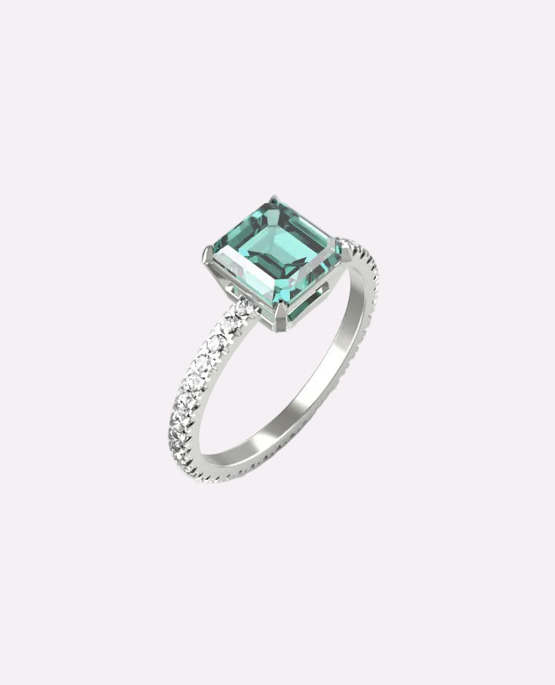 Light Emerald Pave Ring