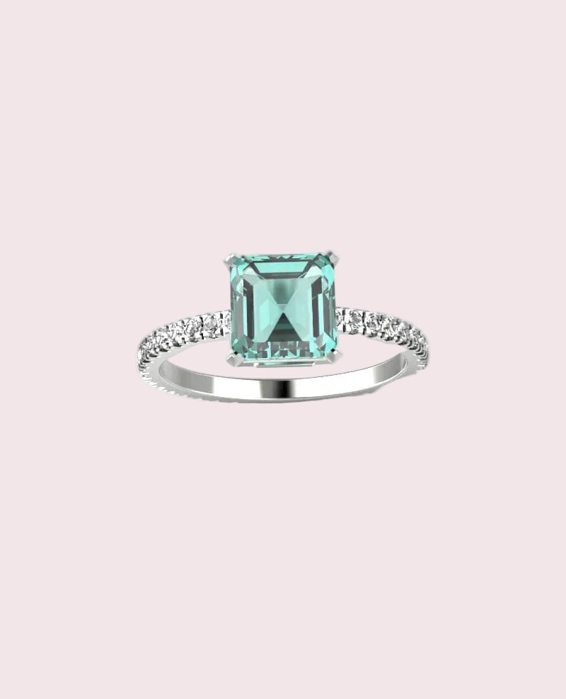 Light Emerald Pave Ring