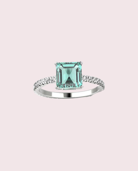 Light emerald pave ring