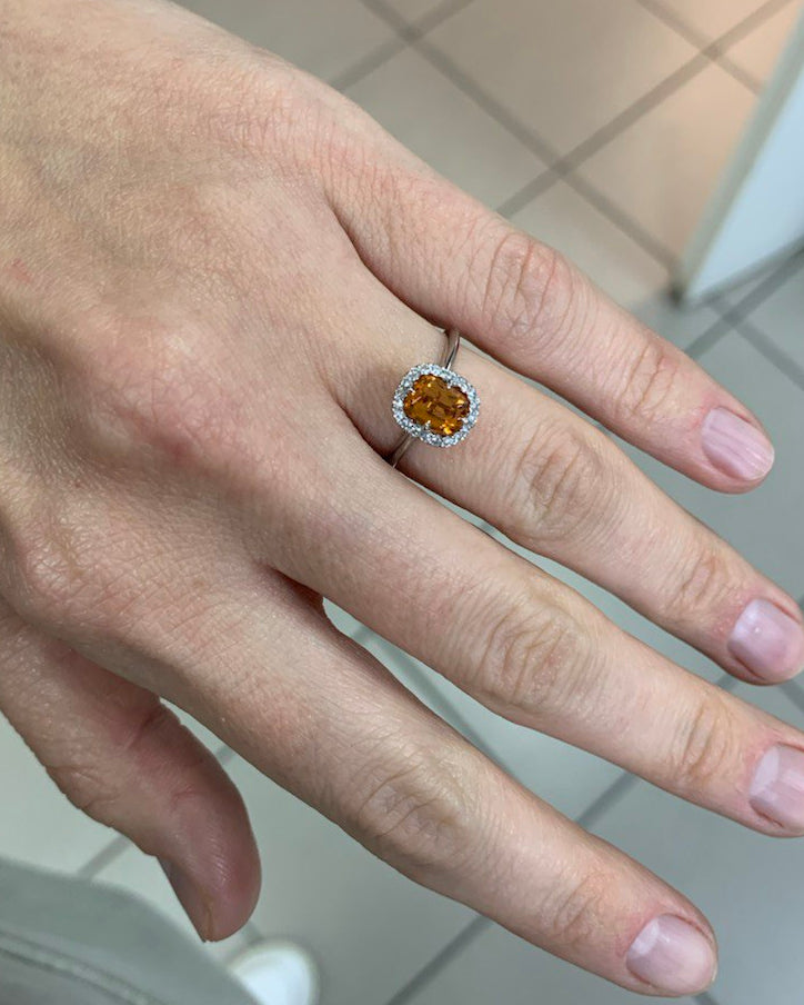 Spessartine Halo Ring
