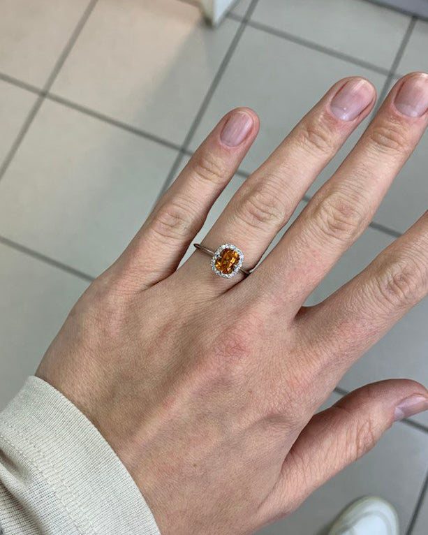 Spessartine Halo Ring