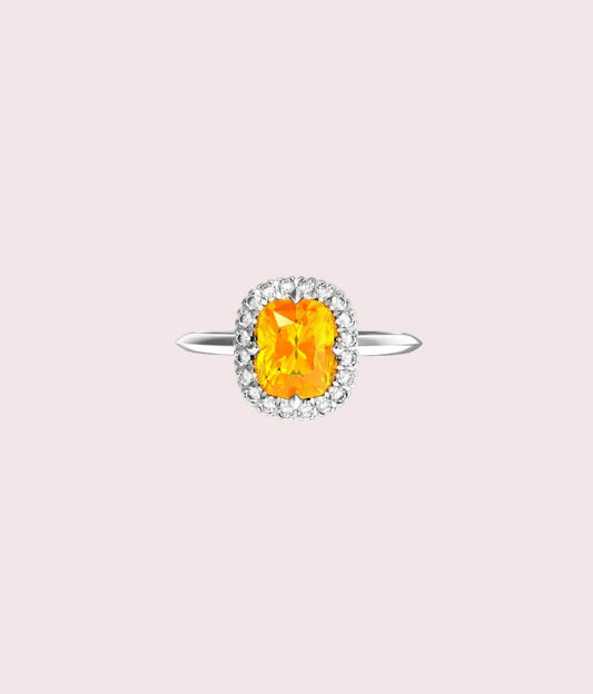 Spessartine halo ring